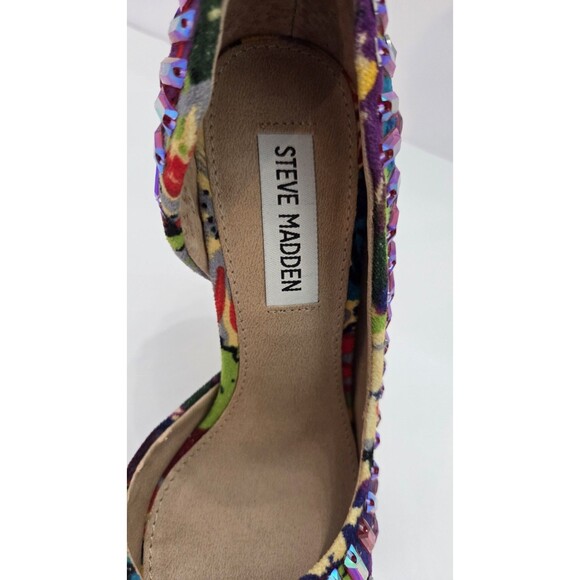 Steve Madden Sexy Heels Multicolor Rhinestone Jewel Pumps Womens 5.5M Party Glam - Picture 3 of 6
